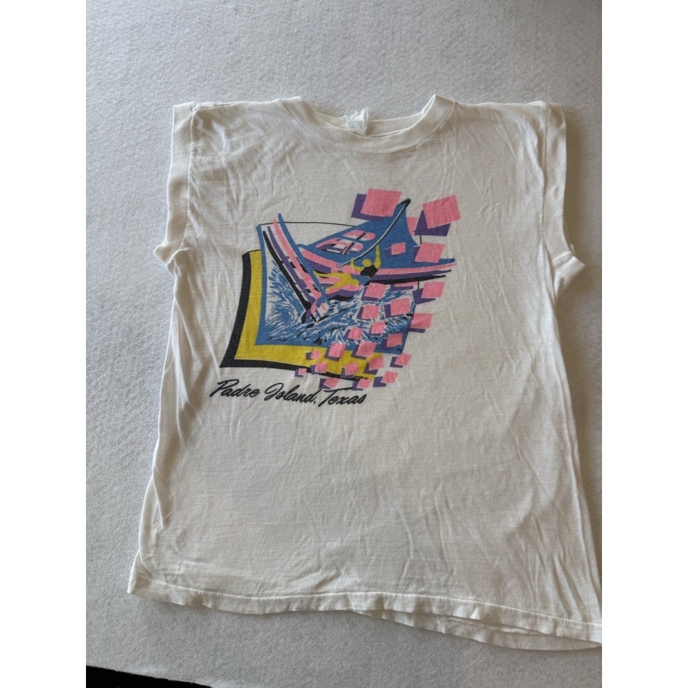 Vintage Padre Island Texas T-Shirt Single Stitch Windsurf Graphic 80s 90s USA